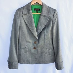 Escada Grey & Green Blazer, (Virgin Wool, Silk & Cotton), Size  38-M ( Preowned)